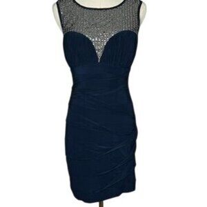 Stunning Black Mesh Sheer Prom Cocktail Dress Womens S Sequin Formal 90s Y2K